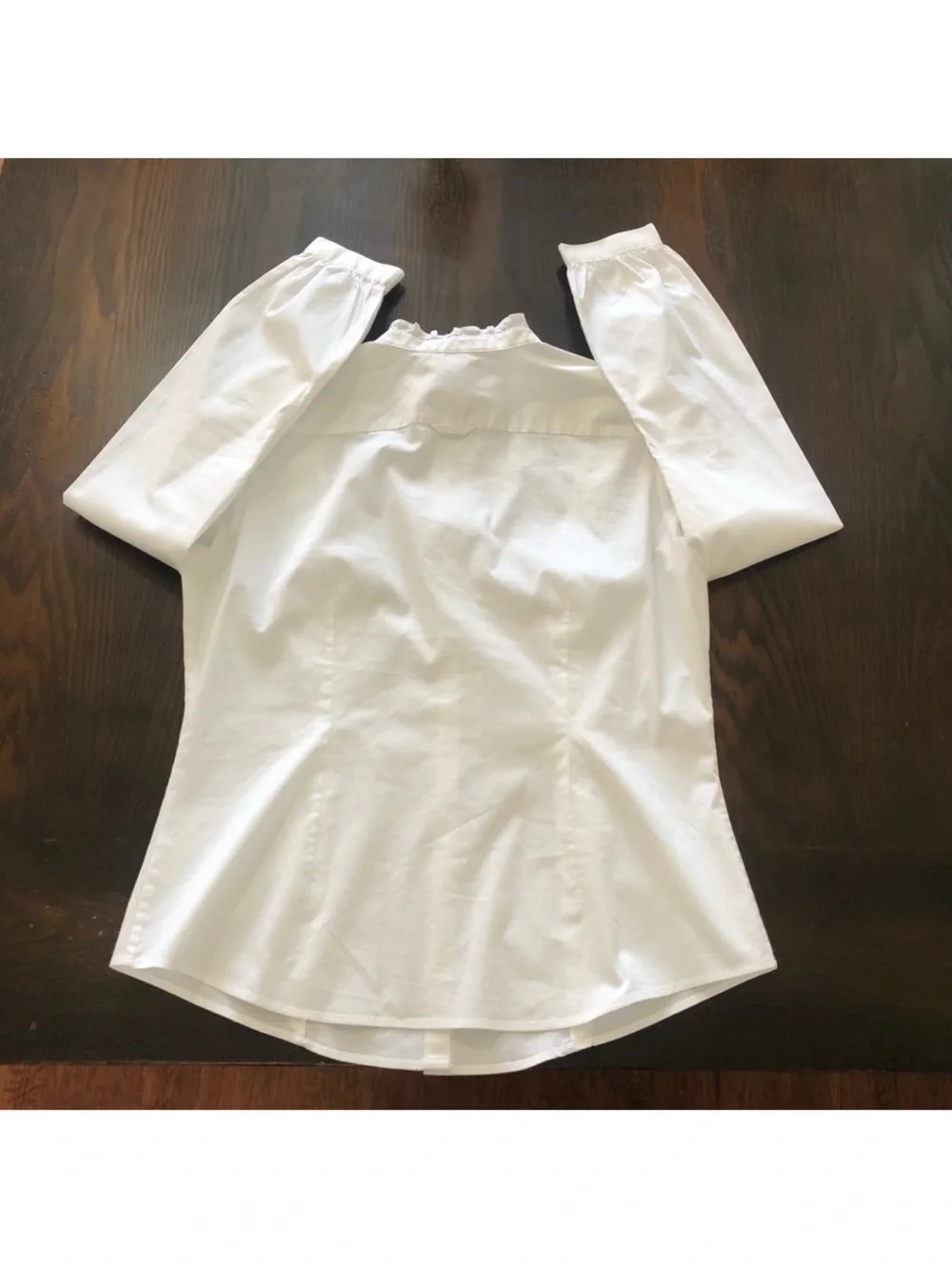NEW Brooks Brothers Elegant White Ruffled trim collar Cotton/ Stretch Top 8
